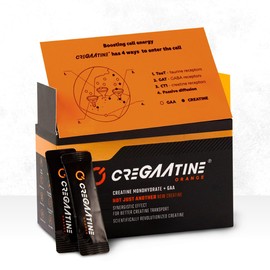 CreGAAtine Micronized Creatine Monohydrate + GAA | Increase Strength, No Water Retention | Boosts Memory & Focus | Single-Serve Packets | 60 Sachets, 30 Servings | (Sachets, Orange)