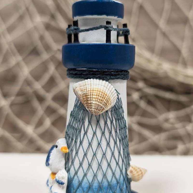 com-four® 2 x Decorative Wooden Lighthouses for Bathroom and Living