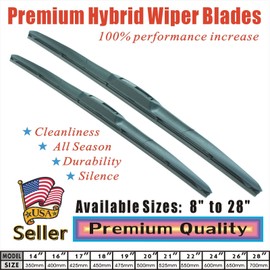 14"+14" Premium Quality Hybrid Silicone Windshield Wiper Blades Replacement OEM Quality J-Hook Style 3-Section Designed Window Wiper Blade All-Season Easy Installation Superior Wiping Performance
