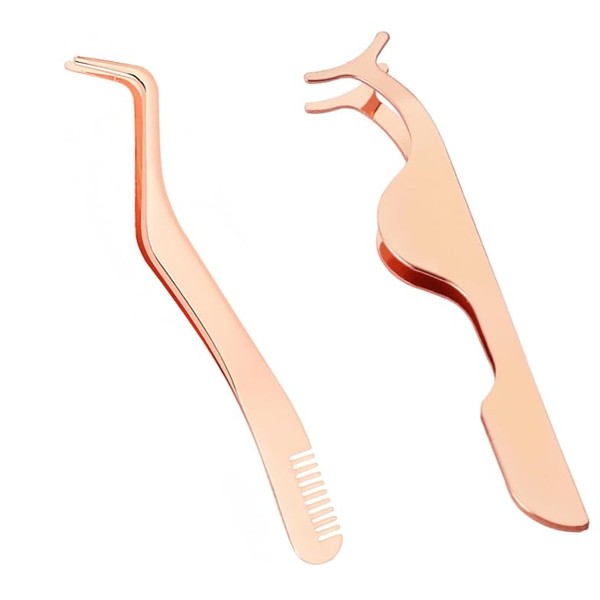 2 Pcs Eyelash Tweezers, Eyelash Applicator Tool, Lash Tweezers for