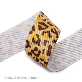 Grosgrain Ribbon with Camouflage Leopard Animal Print Design, French Ruban, Nastro. by Neotrims. (Light Pink & Brick, 1 Meter, 25mm)