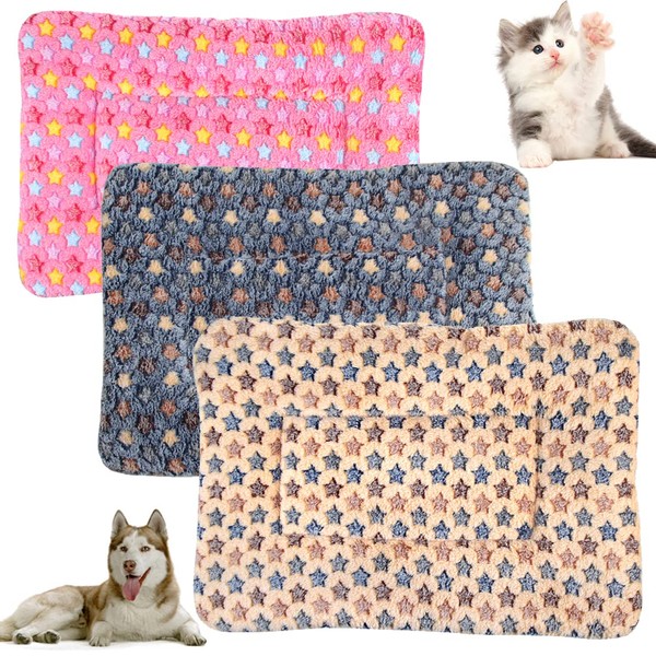 BundleMall 3 pcs Small Animal Plush Bed,Warm Fluffy Puppy Blanket