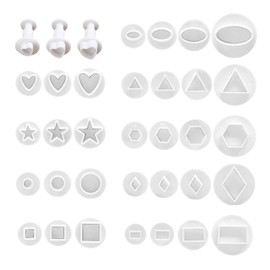 32-Piece Fondant Cutting Mold, Baking Press Tool, Multi-Shaped Spring Mold, Press Cookie Mold, Plunger Cutter Set, Can Be Used to Make Food and Crafts