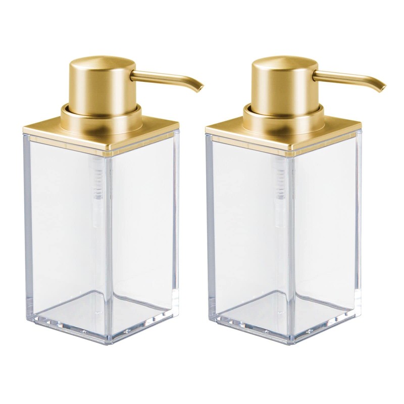 mDesign Rectangle Plastic Refillable Liquid Soap Dispenser Pump Bottle for