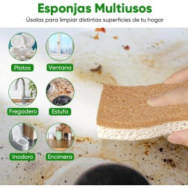 12 Pcs Esponjas Cocina Celulosa Y Coco Beige Sin Rayar Eco