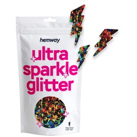 Hemway Ultra Sparkle Glitter Shapes - Lightning Flash Shaped Glitter Thunder Bolt Cosmetic Graded Shiny Chunky Sequins for Decorations Body Art Nail Confetti DIY Resin - Black Holographic - 50g 1.8oz