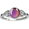 Round Shape Simulated Moon Stone Color Changing Mood Ring (Silvery,