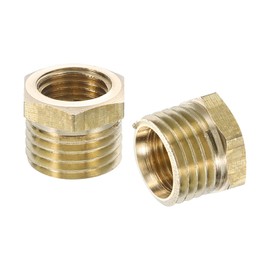 sourcing map 4Pcs G1/4 Male x G1/8 Female Brass Reducer Hex Bushing Threaded Pipe Fitting, Brass Threaded Pipe Fitting Adapter for Water, Gas, Oil Pipeline Systems