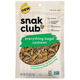 Snak Club Everything Bagel Cashews, 2.5 Ounce (Pack of 6)