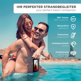 ONEFLOW Beach Bag für vivo X90 Pro wasserdichte Hülle mit Touch und Kamera Fenster, Unterwasser Handyhülle zum Reisen, Schwimmen mit Armband und Band zum Umhängen, Schwarz