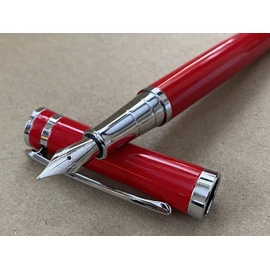 Rhapsody Luxury 3035 Executive Steel Fountain Pen in RED Ink Pens ~ 0.5mm Medium-Fine Nib
