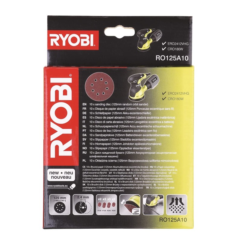 Ryobi RO125A10 Sanding Discs for Random Orbit Sanders, 125 mm,