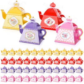 Qilery 72 Pcs Tea Party Favor Boxes Vintage Teapot Candy Boxes Floral Teapot Gift Supplies for Baby Shower Birthday Garden Wedding Decoration(Bright Color)