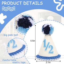 WAOUH Half Birthday Hat for Baby Party - Blue 1/2 Birthday Decorations For Photo,1/2 Birthday Hat,Boy Girl First Birthday Hat,Best 6 Month Birthday Party Supplies, 1/2 Birthday Crown