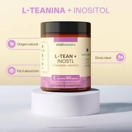 Teanina Inositol 120 Capsulas 500mg Meses Vitalbotanics Multivitaminico Glutamina Suplementos Alimenticios Libre Gluten Aditivos Apto Dieta Keto