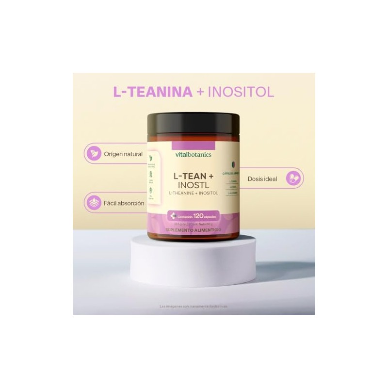 Teanina Inositol 120 Capsulas 500mg Meses Vitalbotanics Multivitaminico Glutamina Suplementos