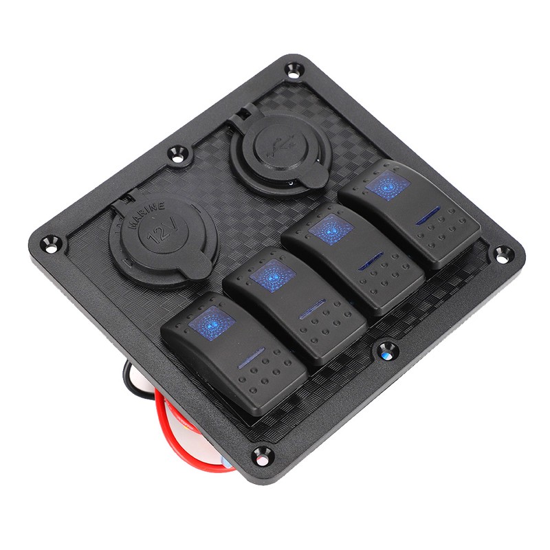 12V 24V 4 Gang Rocker Switch Panel IP65 Waterproof with