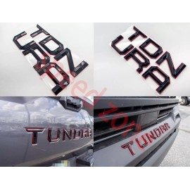 Unbranded 2022 2023 2024 Black Red Front Rear Emblem TUNDRA Bumper Letters Insert Badge