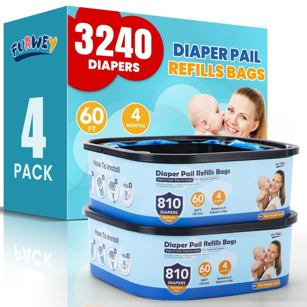 FURWEY Jumbo Square Refills Disposal Bags Refill Compatible with Diaper