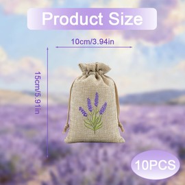 Lavender Bags Empty 10 Pack - Natural Drawstring Sachets for Wardrobes, Drawers & Travel, Aromatherapy Pouches to Fill with Dried Flowers, Herbs & Spices (15x10cm, Linen）