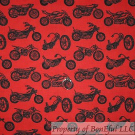 Star BonEful Fabric FQ Cotton Quilt Red Military Boy Motorcycle Bike Toy Star America