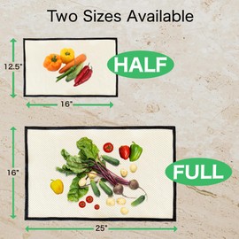 Organic Cotton Produce Drying Mat - Made in USA - Ultra Absorbent Reversible Pad Perfect for Drying Fruits & Vegetables - Zero Waste Microfiber & Paper Towel Alternative (Natural, Half Mat)