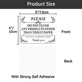 Phyabe 4 PCS Do Not Flush Any Products Other Than Toilet Paper Sign, 5” x 4” Thick Acrylic Self-Adhesive Sign, Ideal for Restaurants, Bars, Hotels, and Airbnb, Easy to Install