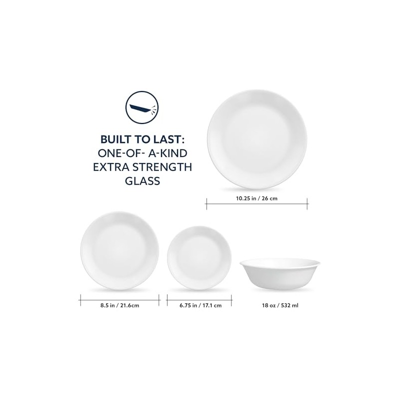 Corelle Vitrelle 8-Piece Service for 2 Dinnerware Set, Triple Layer