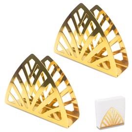 Napkin Holder, 2 Pieces, Simplicity Stainless Steel Triangle, for Kitchen Worktops, Dining Tables, Gold