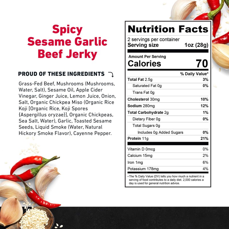 Zero Sugar Spicy Sesame Garlic Beef Jerky by Country Archer