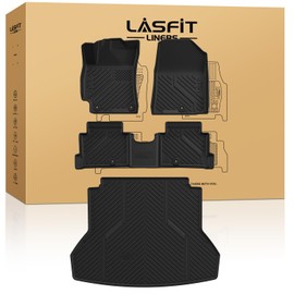 LASFIT Floor Mats & Cargo Mats for Hyundai Elantra 2020 2019 2018 2017, All Weather TPE Custom Fit Floor Liners for 1st and 2nd Rows Car Mats & Trunk Mats, Black