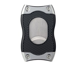 Colibri Premium SV-Cut 2 in 1 Cigar Cutter - Ergonomic Stainless Steel V-Cut and Straight Cut Style Spring-Loaded Blade, Ideal for up to 60+ Ring Gauge - Gift for Cigar Enthusiasts (Black & Chrome)