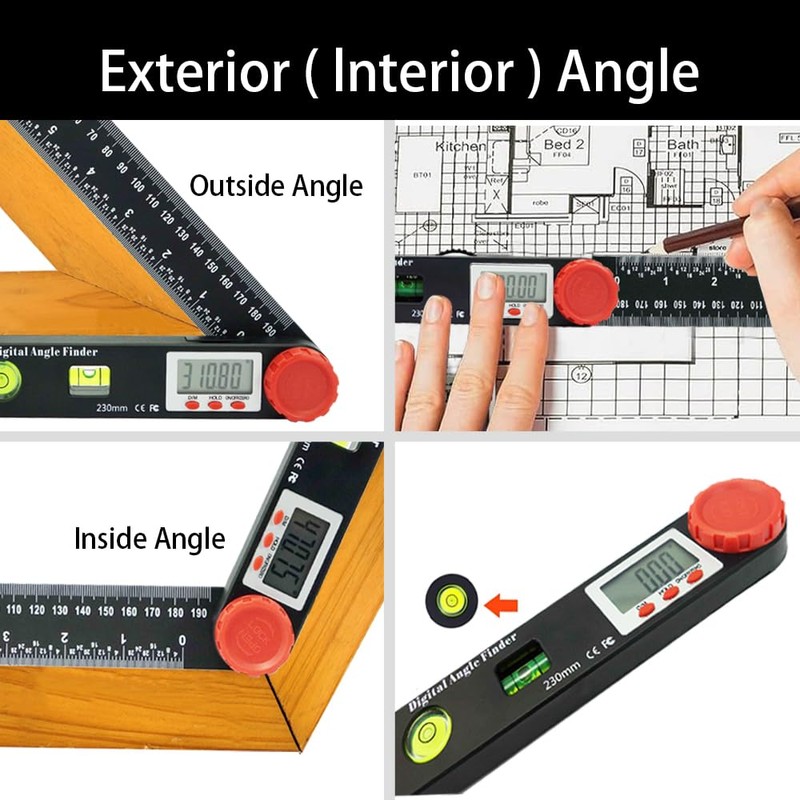 NORTOOLS Digital Angle Finder Protractor,7inch 0-360 degree LCD Digital Protractfor