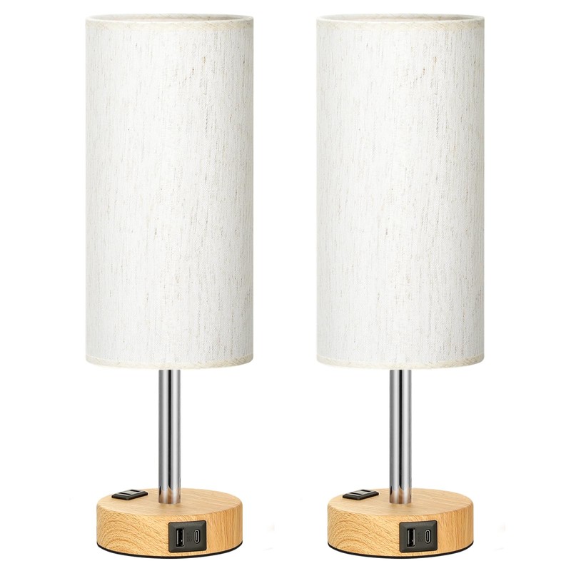 Fenmzee Small Touch Table Lamps Set of 2-3-Way Dimmable, USB