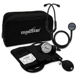 Medstar Kit Baumanómetro con Estetoscopio de Doble Campana de Lujo (Negro-negro)