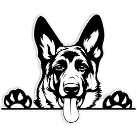 German Shepherd Dog Car Stickers 2-Pack Black White Waterproof Stickers for Laptops Bottles Cars Motorcycles Windows Helmets Walls B004