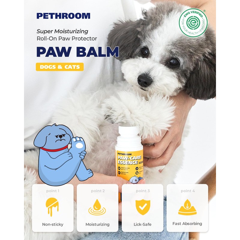 [PETHROOM] Roll-on Paw Balm for Cats & Dogs | Lick-Safe,