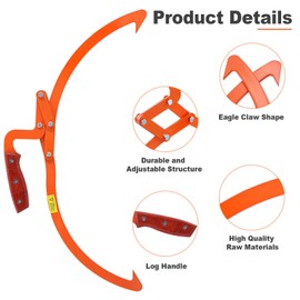 Meyoppm 13 Inch Orange Log Tongs, Claw Log Tongs Logging Skidding Tongs with Non Slip Grip, Log Lifting Tongs for Handling, Dragging & Carrying Tool