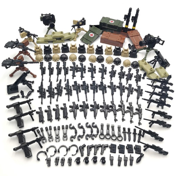 ZHX Weapon Pack Military Weapon Accessories Army Guns Simulate Battle Building Blocks Brick Toys for Kids