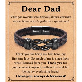 Shuxin Father Day Gifts for Dad, Best Daddy Birthday Gifts from Daughter Son, Leather Bracelet Jewellery Presents for Christmas Valentines Day