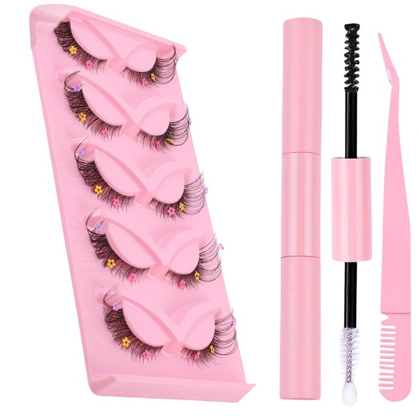 FAIRYGATE Natural Eyelashes False 8D Faux Fake Eyelash 5 Pairs