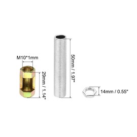 PATIKIL M10 Fine Thread Lamp Pipe Repair Parts Kits, 20 Pcs M10×30 Metal Hexagon Open Coupling Nut with Threaded Pipe and Hex Nut for Lights Extension Rod