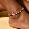 Hclian 2 PCS Natural Stone Beaded Anklets for Women Stainless