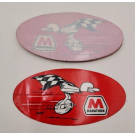 MARATHON OIL COMPANY 1969 MARATHON OIL VINTAGE  JOHNNY HART BC RACING WINDOW STICKER DECAL NOS