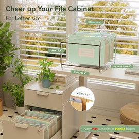 Wheat Straw Expanding Hanging File Folders, File Organizer, 1.2" Accordion Pockets, Large Capacity, Letter Size for Filing Cabinet, 100% BPA Free, Return to Nature, Healthy Living-Mint Green