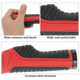 BULLSPANN 1 Pair Bicycle Handlebar Grips, Non-Slip Ergonomic Design Bicycle Grips, Handlebar Grips with Aluminium Alloy Lock for E-Bike, Trekking, Bike, MTB, Red