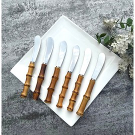Nature Material Handle Flatware, 5-Piece Set, Stainless Steel 18/10 Food Safety Grade Silverware Cutlery Set Eating Utensils (spreader 6pcs)
