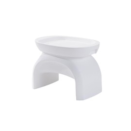 Step2 Vero Side Table with Serving Tray, Outdoor/Indoor Waterproof Patio Furniture, Use in Pools Up to 9" Water or Poolside Ledge, Made of Durable Plastic, Integrated Weight System, White