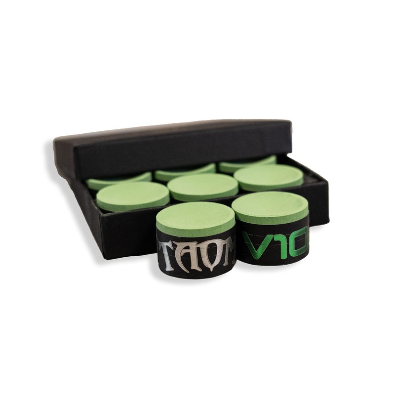 Ultimate Pool TAOM V10 round pool/snooker cue chalk light green.