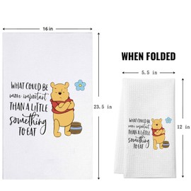 BAUNA Pooh Bear Quotes Kitchen Towel Cartoon Bear Dishes Towel Pooh Tea Towel Pooh Bear Kitchen Decor Housewarming Gift (Pooh Eat Towel)